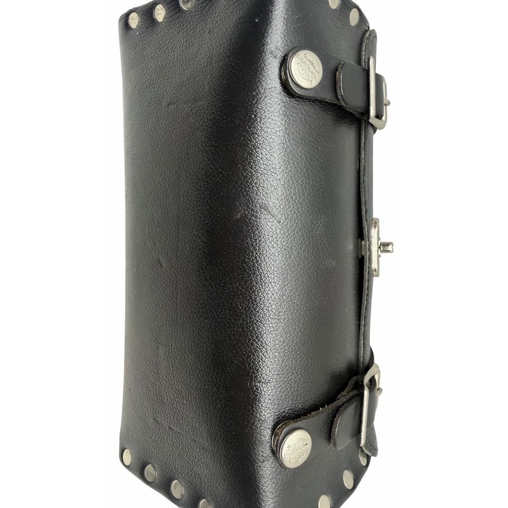 Harley-Davidson Black Leather Barrel Bag Purse Handbag w/ Shoulder Strap - Picture 12 of 16